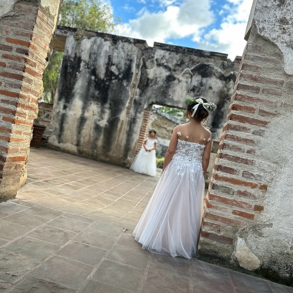 2049 Pollardi Beige Flower Girl Dress - Size 140